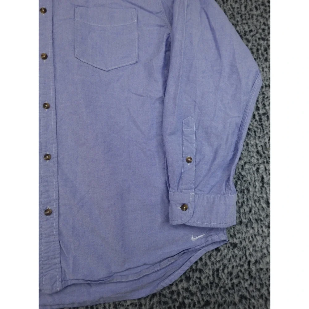 Nike Oxford Button Down Shirt Mens Large‎ Blue Long Sleeve Swoosh Logo
